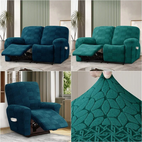 Housse de fauteuil et canapé deux places relax velours en relief à motifs série Géo