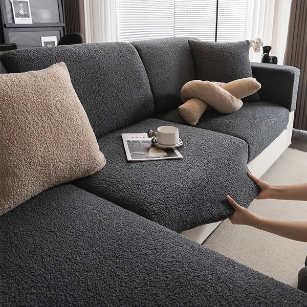 Housse polaire chaude de canapé en microfibre série Sensas