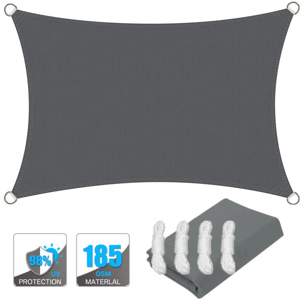 Toile d'ombrage rectangulaire à suspendre avec kit de fixation 24 pièces Solar