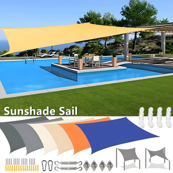 Voile d'ombrage rectangulaire parasol à suspendre avec kit de fixation 47 ou 60 pièces Solar