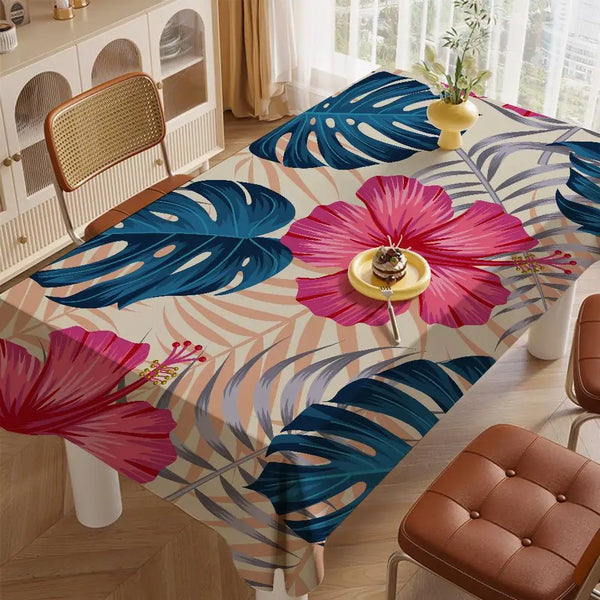 Nappe de table étanche fleurie rectangulaire Nature