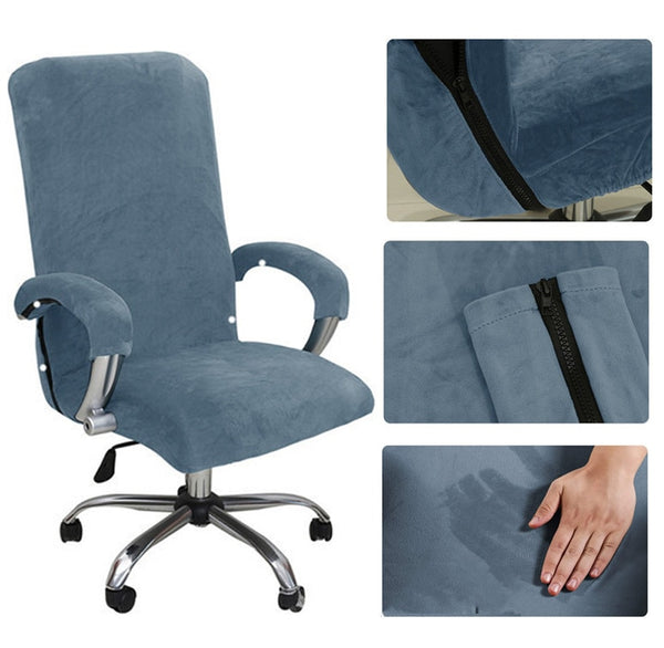 Housse de chaise de bureau en velours épais avec protection d'accoudoirs Endurance
