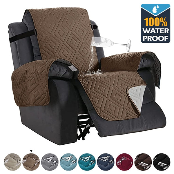 Housse de fauteuil relax électrique ou manuel inclinable imperméable en tissus matelassé série Granit