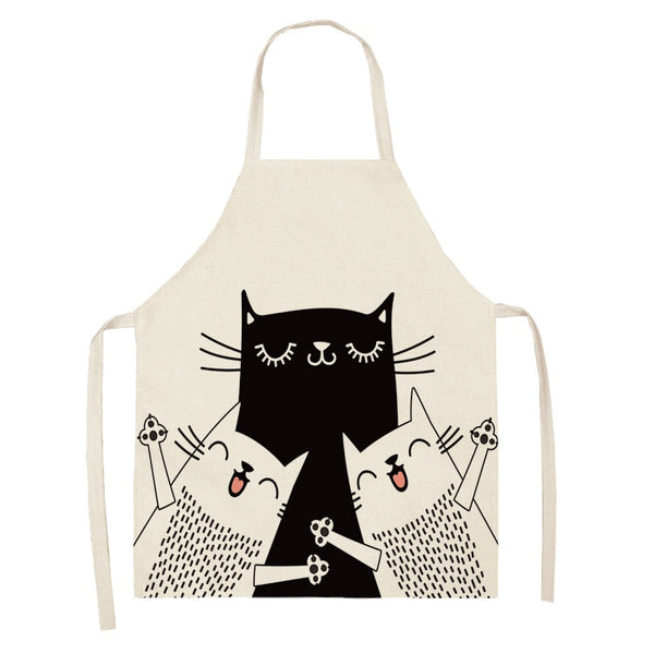 Tablier de cuisine motif chats dessinés blanc noir Cat's