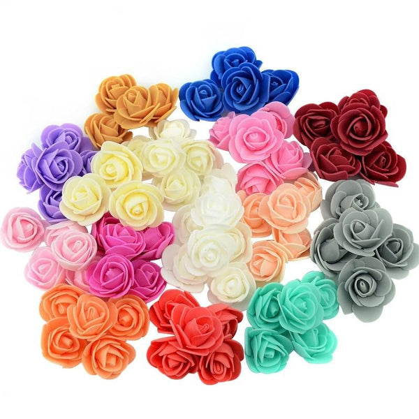 100 pcs Mini têtes de roses en mousse 14 couleurs DIY
