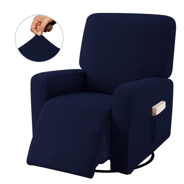 Housse De Fauteuil Relax Électrique 100% Imperméable - Extensible - Lavable - Bleu - Taille L