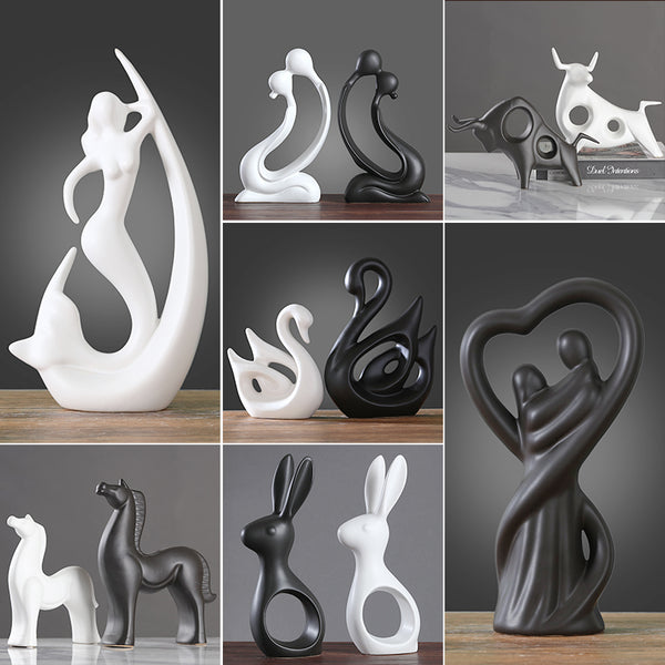 Figurines en céramique Home décor noir blanc d'ornement