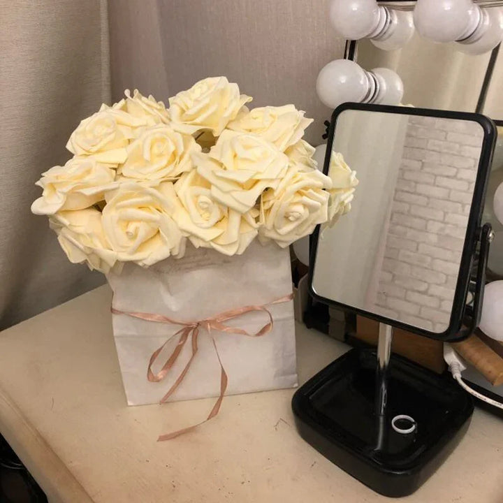 Jarretiere Mariage 25 Roses Artificielles Blanches LEUCHTAMOR